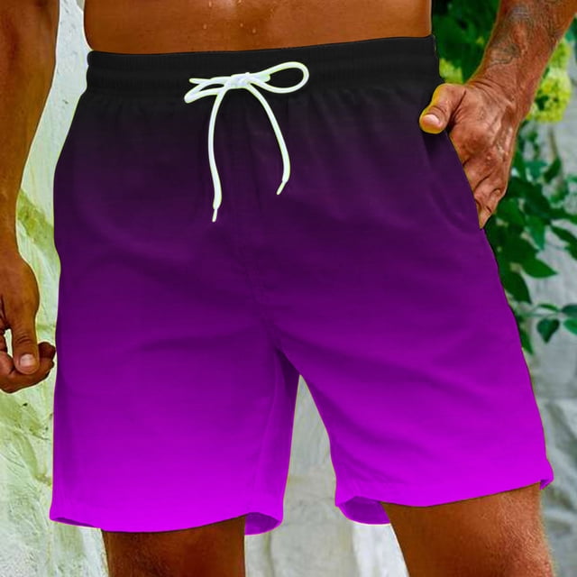 LSLJS Men's Gradient Printing Special Print Beach Casual Trouser Shorts Pants Gifts for Men