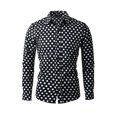 thumbnail image 1 of INSPIRE CHIC Men's Shirt Polka Dots Pattern Point Collar Long Sleeve Button Down Shirt 42 Black, 1 of 7