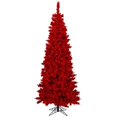 thumbnail image 1 of Vickerman K168078LED 7.5 ft. x 39 in. Flocked Red Fir Artificial Christmas Tree with 450 Red LED Light, 1 of 2