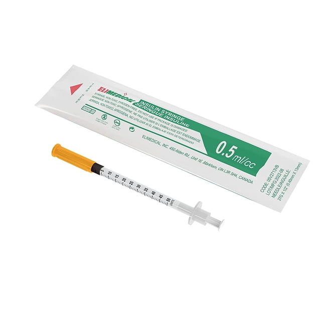 Elimedical Veterinary Syringe U-100 0.5ml 27G x 1/2" 100pcs/box 05V2713VB