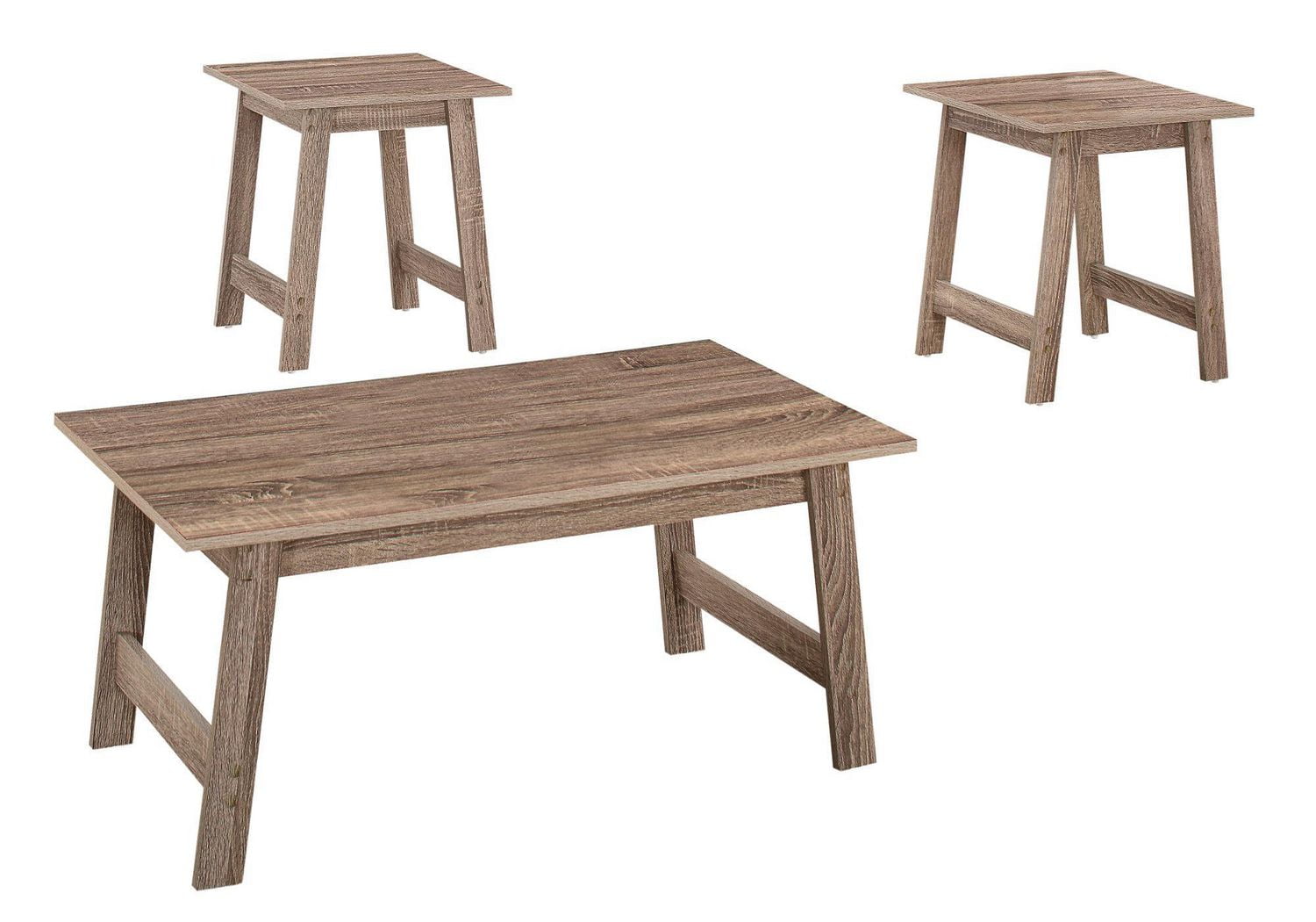 Monarch Specialties Ensemble De Table, Ensemble 3pcs, Café, Bout, Côté, Accent, Salon, Stratifié, Brun, Transitionnel