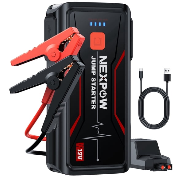 NEXPOW 3000A Car Battery Jump Starter, 12V Battery Jump Pack Up to 8.0L Gas and 8.0L Diesel Engines, Portable Battery Booster with Jumper Cables and Quick Charge Out, LED Lights