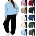 thumbnail image 1 of Yuyuzo Sweatsuits for Women Crewneck Sweatshirts Jogger Sweatpants 2 Piece Outfits Color Block Tracksuits, 1 of 6