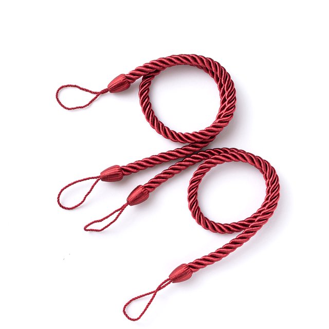 Shengyu 1/2/3/5 2 Pcs Support de Rideau en Polyester pour Maison Hôtel Salon Chambre Drapé Attache Décorative Corde Ondulée Décor Rouge 1 Pce