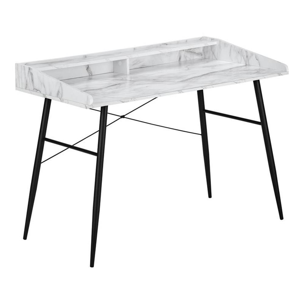 Scranton & Co 48" L Computer Desk with Hutch in White Marble Look