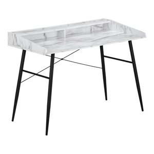 Scranton & Pays 48" Bureau d'ordinateur L avec Hutch en marbre blanc look