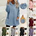 thumbnail image 1 of yoeyez Hauts en Peluche pour Femmes Hiver Chandail en Molleton Duveteux Col Rond Tunique à Manches Longues Chaud Confortable Pyjama Loungewear avec Poches Gris,m, 1 of 7