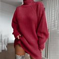 thumbnail image 2 of Kcodviy Chandail à Manches Femmes Hiver Longues Robes de Soirée pour Femmes Chandail Uni Robe à Col Roulé Robe Décontractée d'Automne Longue Ample Chandail, 2 of 7