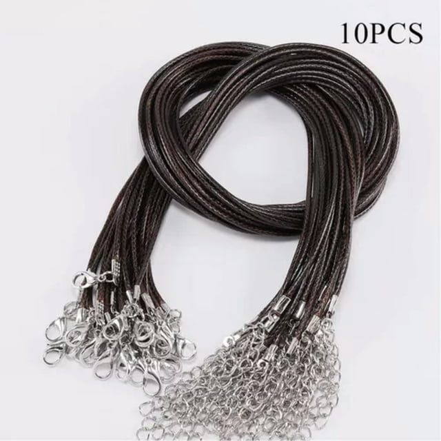 CHUANK 10Pcs Leather Wax String Lobster Clasp Chain Pendant Necklace Rope Cords DIY 2MM-coffee-2mm