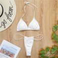 thumbnail image 5 of Qertyioot Womens Bandeau Bandage Swimsuit Set Solid Color Split Diamond Bikini, 5 of 5