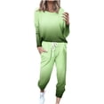 thumbnail image 1 of Mrat Cute Two Piece Outfits for Women 2 Piece Jogging Sets Gradient Polyester Long Sleeve Sweatsuits Sets Two Piece Track Suits Drawstring High Waist Pants Set Comfy Outfits R-Green 3XL, 1 of 5
