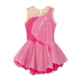thumbnail image 3 of Nyeemya Kid Girls Ice Figure Skating Costume Patchwork Color Mesh Leotard Dress for Dance Performance Pink 6, 3 of 6