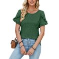 thumbnail image 1 of Avamo Hauts d'Été pour Femmes T-shirt Col Rond Manches Courtes T-shirt Confortable Pull de Travail Vert 2TG, 1 of 4
