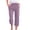 Purple, variant on Women Casual Capris Straight Leg Drawstring Elastic Waist Linen Pants with Pockets