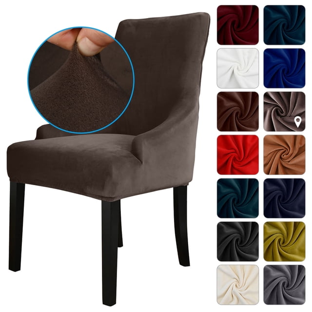 Amdohai Chair Cover Velvet Chair Slipcovers Removable Washable Soft Dining Chair Protector Cover Coffee Color