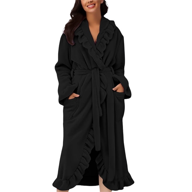 Peignoirs pour Femmes Peignoir à Capuche en Molleton Éponge Peignoir pour Femmes Peignoir Léger de Sauna Robe de Maison Long Peignoir Peluche Femme Pyjama en Flanelle