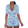 thumbnail image 1 of Pyjama pour Femme à Imprimé Floral, Col en V Profond, Manches Courtes, Combinaison Justaucorps, Pyjama pour Femmes ( P/M/G/TG/TTG), 1 of 5