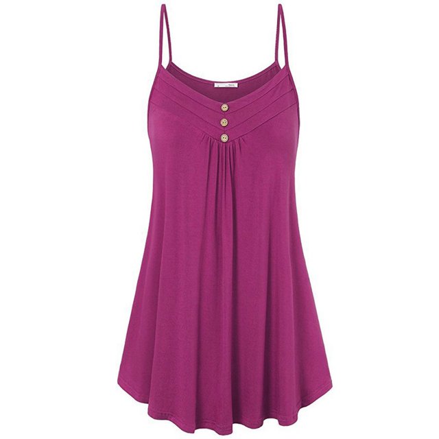 DYMADE Women Spaghetti Strap Sleeveless Soild Swing Vest Top