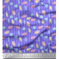 thumbnail image 1 of Soimoi Purple Poly Georgette Fabric Crystals & Stripe Print Fabric by the Yard 52 Inch Wide, 1 of 4