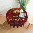 thumbnail image 1 of Nappe Cloche de Noël Boule Rouge Flocon de Neige Ronde 60 x 60 Pouces Housse de Table Polyester Résistante aux Taches et aux Plis Nappe pour Cuisine Salle à Manger Café Fête, 1 of 6
