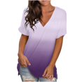 thumbnail image 1 of Blouse Mode Femme à Imprimé Dégradé Col en V Manches Courtes T-Shirt Ample, 1 of 7