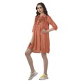 thumbnail image 4 of Moomaya Robe Chemise Brodée Unie Femmes Manches 3/4 Col Évasé Blouse, 4 of 6