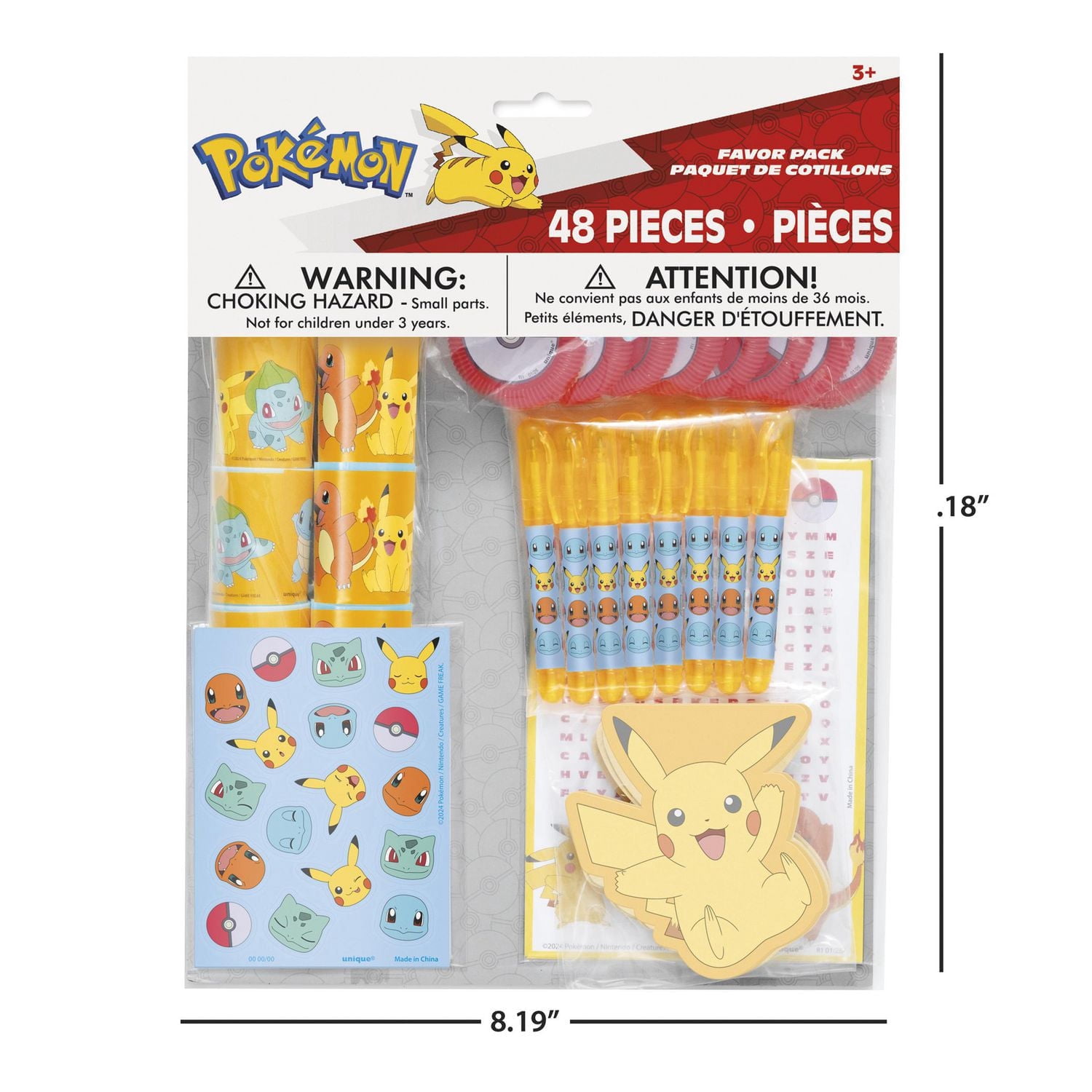 Pack de cadeaux assortis Pokémon 48 pièces