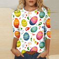 thumbnail image 1 of UPPADA Bunny T-Shirts de Pâques pour Femmes Lapin Oeuf Imprimé T-Shirts Manches 3/4 Col Rond T-Shirts d'Été Décontractés Mignons T-Shirts Graphiques Chandail Confortable Haut Vert,TG, 1 of 5