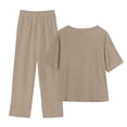 thumbnail image 4 of Yuyuzo Ensembles Détente pour Femmes, Hauts à Col Rond à Boutons, Pantalons Amples avec Poches, Ensemble Assorti d'Été 2 Pcs, 4 of 4