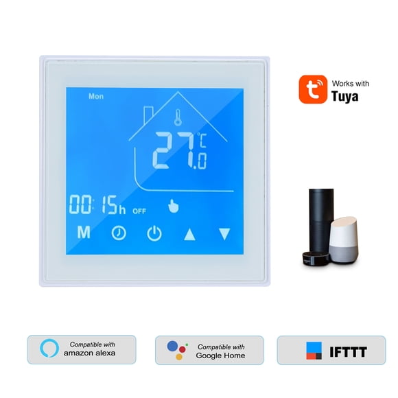 WiFi Smart Thermostat Temperature Controller LCD Display Week Programmable for Water Heating Tuya APP Control Compatible with Home