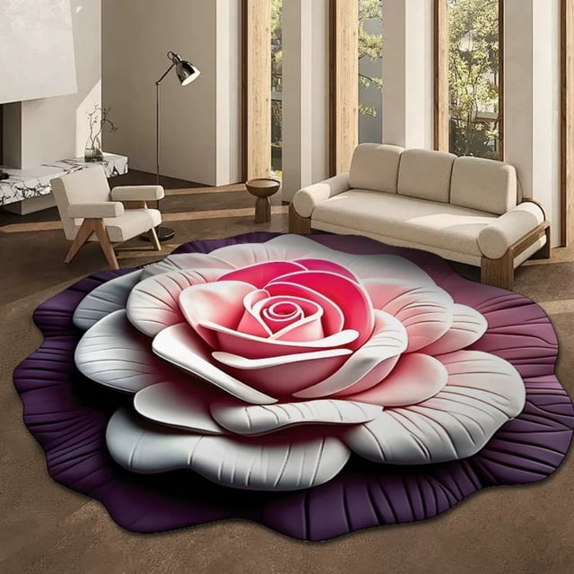 3D Visual Stereo Flower Carpet Non- Diatomite Floor Mat for Living Room Bedroom Bathroom Door Super Absorbent Easy Clean Decorative Rug
