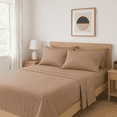 thumbnail image 2 of Comfy Bamboo World Series 4pc Microfiber Sheet Set, Full Size Bedsheet, Brown, 2 of 6