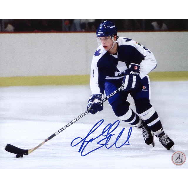 Russ Courtnall Autographié Maple Leafs de Toronto Ruée de la Rondelle Photo 8x10