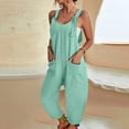 thumbnail image 2 of B91xZ Salopette Décontractée pour Femmes, Sans Manches, Bretelles Réglables, Jambes Larges, avec Poches, Vert Menthe TG, 2 of 5