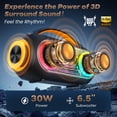 thumbnail image 2 of JYX Waterproof Bluetooth Speaker, Portable Speaker with 2 Microphones & LED Lights for Outdoor/ Indoor Party, 6-Sound Effect Mic, D51-T, 2 of 7