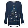 thumbnail image 5 of Pisexur Hauts de Noël pour Femmes Manches Longues Imprimé Vacances T-Shirt Mode Col Rond Chandail Décontracté Ample Automne Sortie, 5 of 5