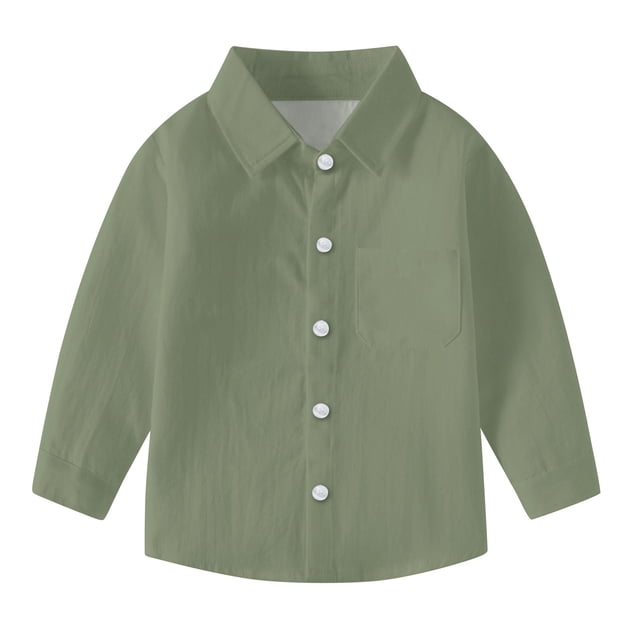 vdgthytj Toddler Baby Boys Girls Button down Shirts Kids Collared Long Sleeve Uniform Dress Shirt Tops Spring Fall Clothes