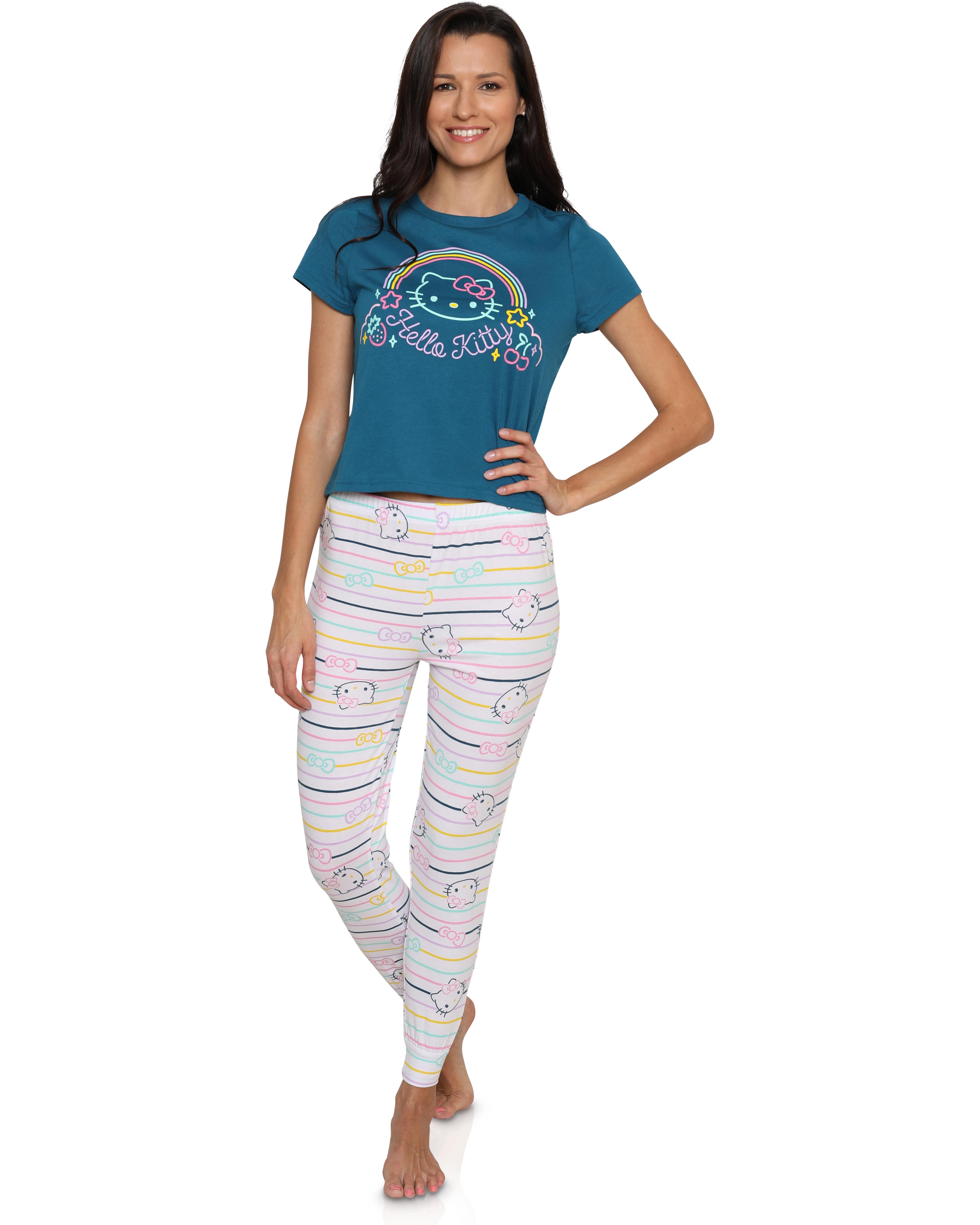 Disney Women's Pajama Short Sleeve Tee and Pants Adult Sleepwear Set