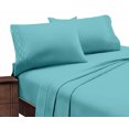 thumbnail image 1 of Hotel Luxurious, 1800 Series Super Soft Embroidery 4 PC Sheet Set (Full, Aqua), 1 of 4