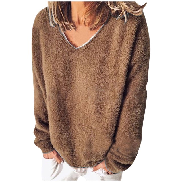 Yuyuzo Womens Fall Sweatshirts Long Sleeve Round Neck Solid Color Loose Comfy Casual Pullover Tops
