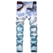 EGNMCR Men's Lightweight Pants, Cargo Pants Men, Linen Pants Men, Mens Casual Loose Fit Elastic Waist Pants Jeans Fashion Trend Men's Micro Elastic Slim Tie Elastic Small Straight Leg Jeans Men Pants