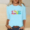 thumbnail image 1 of Xihbxyly Hauts Décontractés pour Femmes T-shirt à Col Rond Imprimé de Pâques à Manches 3/4 T-shirt à Col Rond Chandail à Enfiler Tendance à Petit Budget, 1 of 5