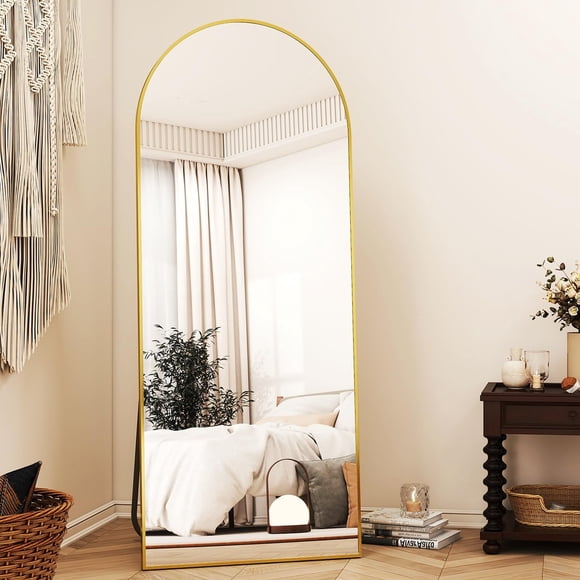 BEAUTYPEAK 56"x21" Full Length Mirror Arched Standing Floor Mirror Full Body Mirror Classic,Gold