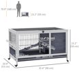 thumbnail image 3 of PawHut Clapier Intérieur en Bois pour Lapin sur Roulettes avec Enclos, Blanc, 3 of 10