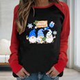 thumbnail image 2 of RKSTN Chandail pour Femmes de Noël à Col Rond, Chandail Imprimé du Père Noël, Manches Longues, Blouse Régulière à Empiècements, 2 of 5