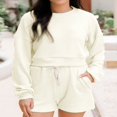 thumbnail image 2 of Women‘s Sweatshirt and Elastic Shorts 2 Piece Tracksuits with Long Sleeves, 2 of 9