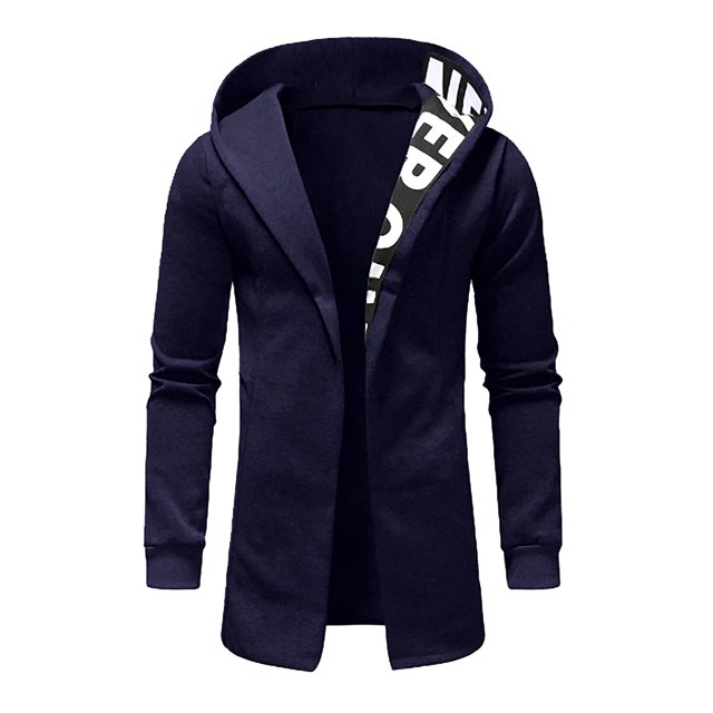 Birdeem Mens Solid Color Design Zipper Pocket with Velvet Long Sleeved Hooded Casual Jacket