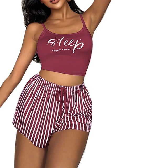 B91xZ Womens Pajama Sets Two-Piece Sleepwear Button-Down Floral Pj Set,Wine S