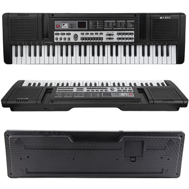 Orgue Électronique Portable Clavier Numérique 61 Touches avec Microphone, Clavier Numérique Compact USB Piano 10 Rythmes, 6 Démos, 8 Effets Sonores 26x7.5x2.2inch