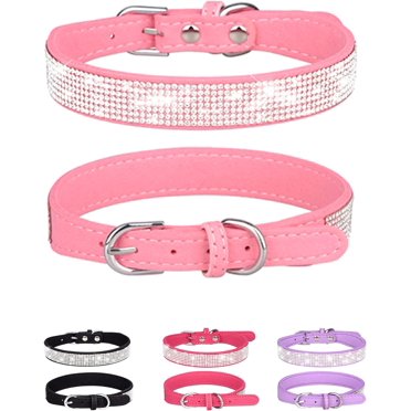 Rhinestone Dog Collar for Small Medium Large Dogs, Adjustable Leather Suede Bling Dog Collars,Diamond Bow Tie Puppy Collars for Boy and Girl.